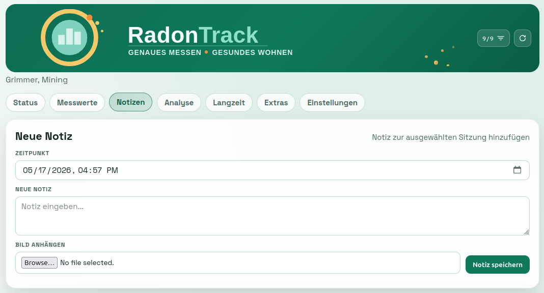 Screenshot Messtagebuch